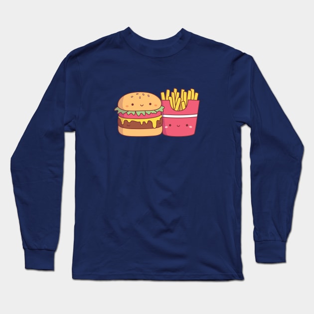 Cute Burger and French Fries Food Long Sleeve T-Shirt by rustydoodle